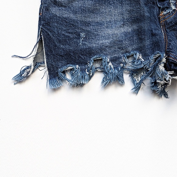 Free People Fields Sun Painted Denim Jean Shorts - Picture 6 of 9